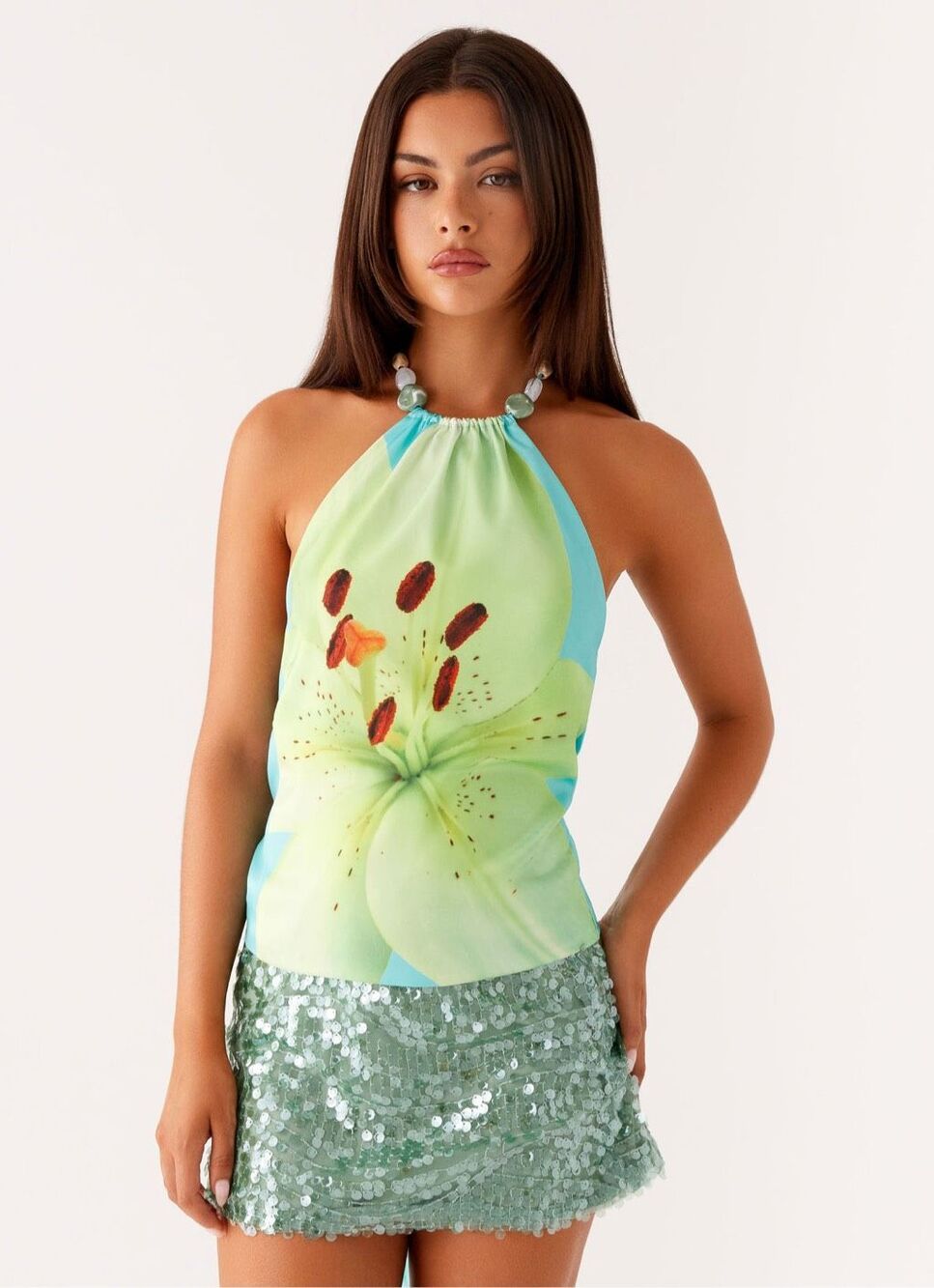Peppermayo Dalila Beaded Tie Back Top Size XS